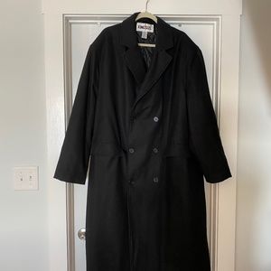 King Size Wool Blend Overcoat Black XXL New